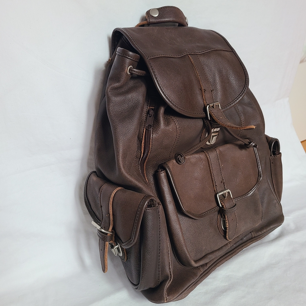 Vintage Brown Leather Backpack 90's